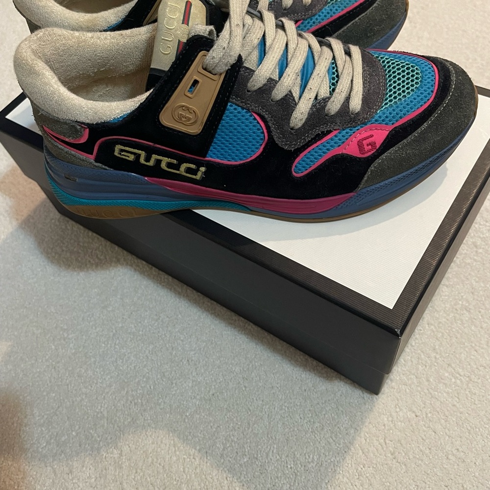 Gucci Vibrant Black and Blue Sneakers